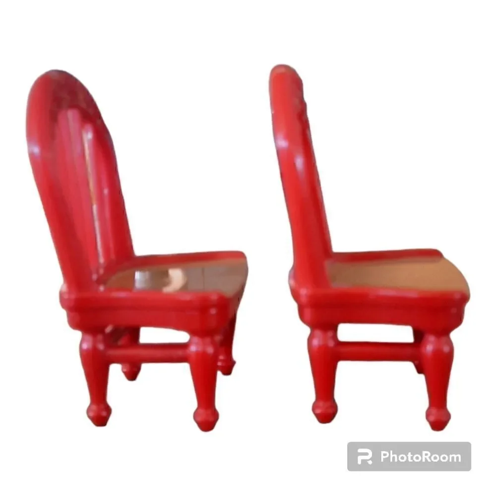 Fisher Price Loving Family Dollhouse Dining Room Red Chairs